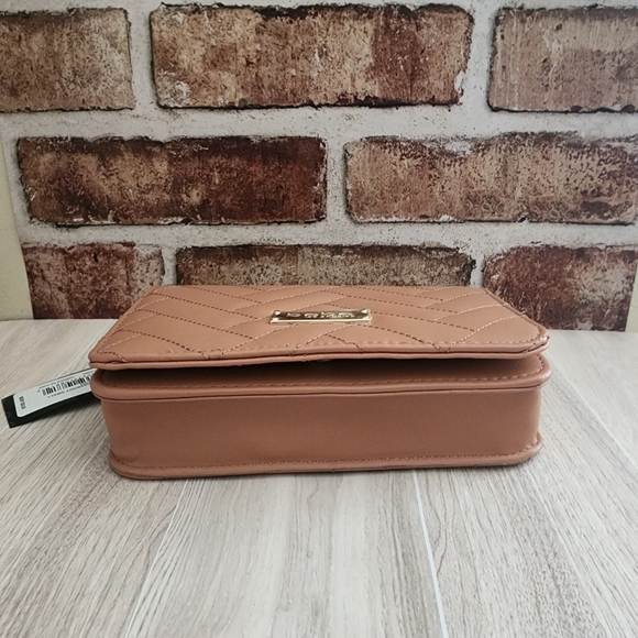 bebe Quilted Sophia Dark Blush Crossbody Bag NWT - Picture 9 of 12